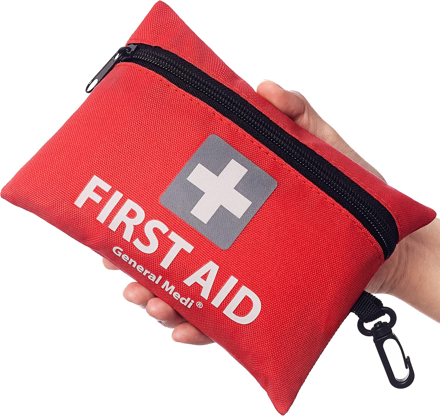 General Medi Mini First Aid Kit, 92 Pieces Small First Aid Kit – Includes Emergency Foil Blanket, Scissors for Travel, Home, Office, Vehicle, Camping, Workplace & Outdoor (Red)