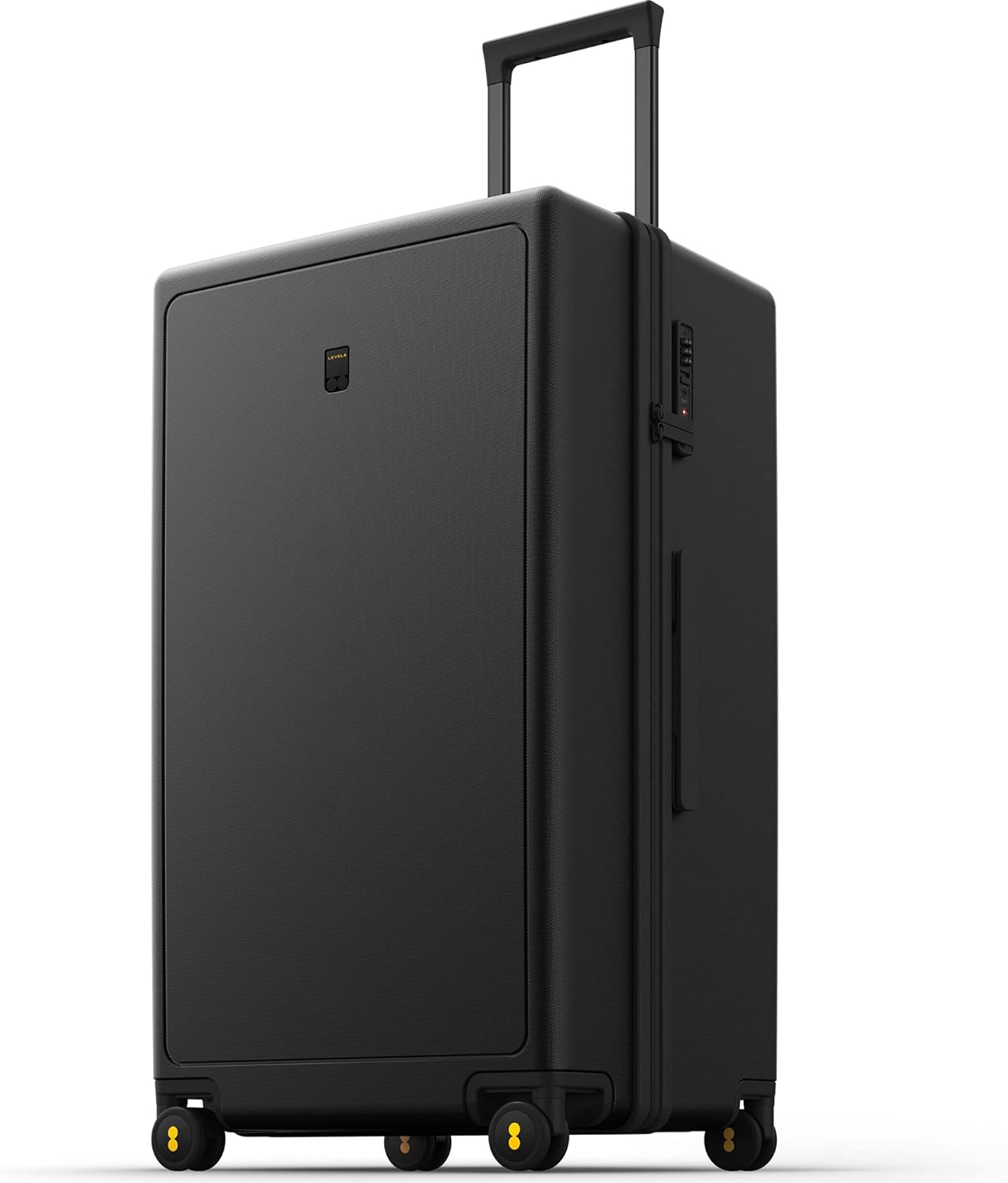 LEVEL8 Suitcase Lightweight 100% PC Trolley Case Micro-Diamond Textured Design, Carry on Luggage with 8 Spinner Wheels, TSA Approved Hard Shell Large Suitcase (76cm, 99L, Black)