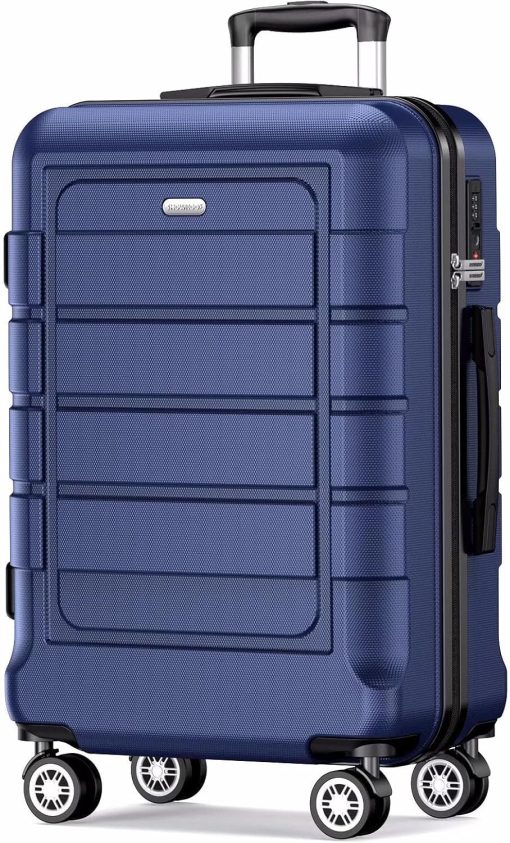 SHOWKOO Suitcase Large 28-Inch Expandable PC+ABS Hard Shell Travel Luggage Lightweight Durable High Capacity with Double Spinner Wheels TSA Lock, 28" Blue